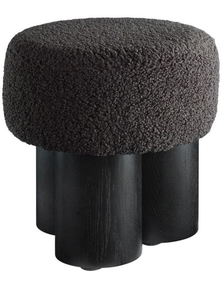 Pouf rond bouclette gris anthracite Ø50x49 cm Farsund