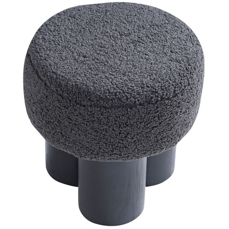 Pouf rond bouclette gris anthracite...