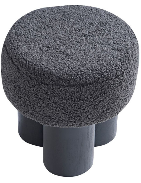 Pouf rond bouclette gris anthracite Ø50x49 cm Farsund