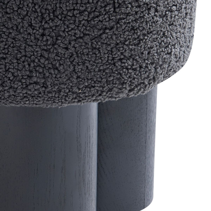 Pouf rond bouclette gris anthracite...