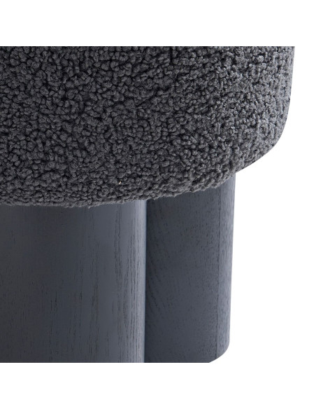 Pouf rond bouclette gris anthracite Ø50x49 cm Farsund