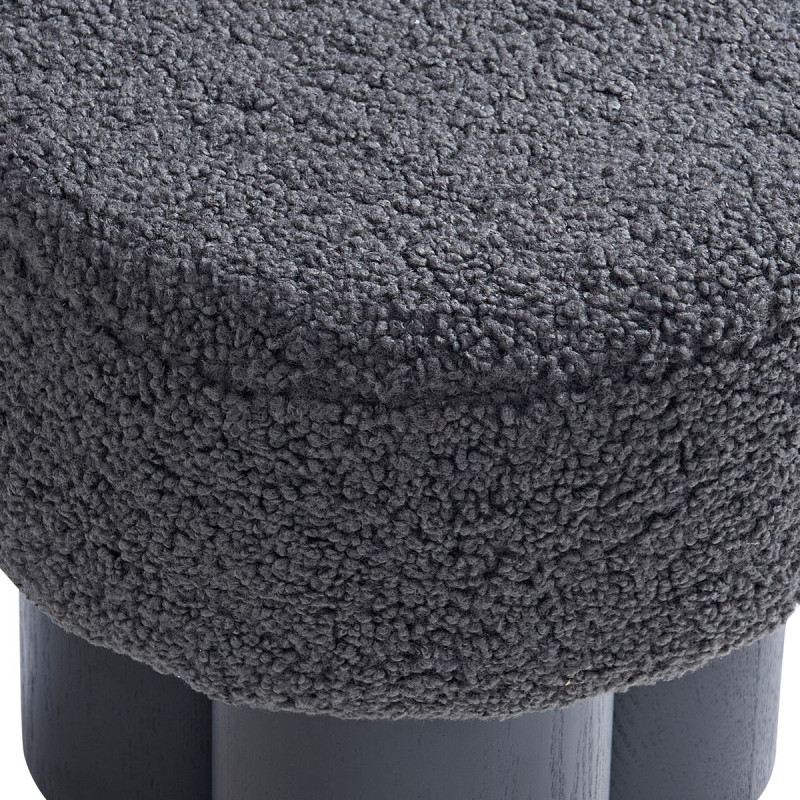 Pouf rond bouclette gris anthracite...