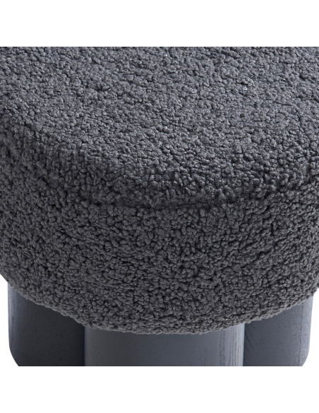Pouf rond bouclette gris anthracite Ø50x49 cm Farsund