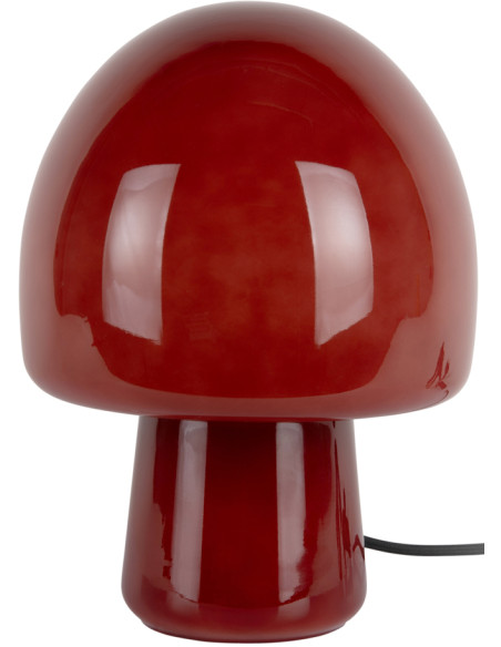Lampe à poser champignon verre rouge ocre 27 cm Gozar
