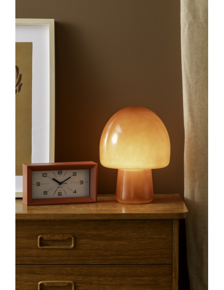 Lampe à poser champignon verre rouge ocre 27 cm Gozar