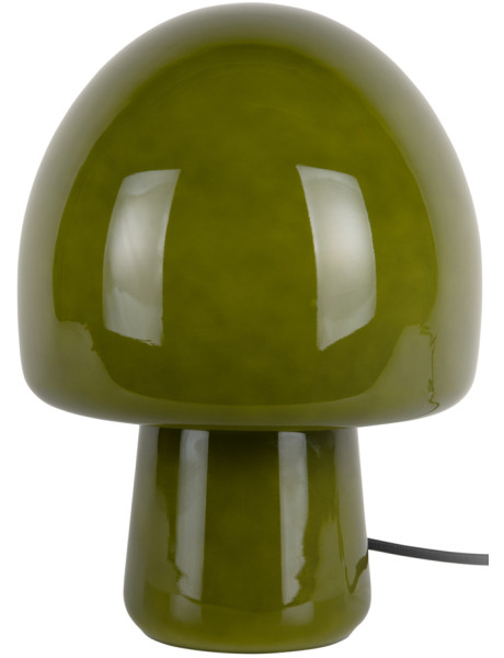 Lampe à poser champignon verre vert olive 27 cm Gozar