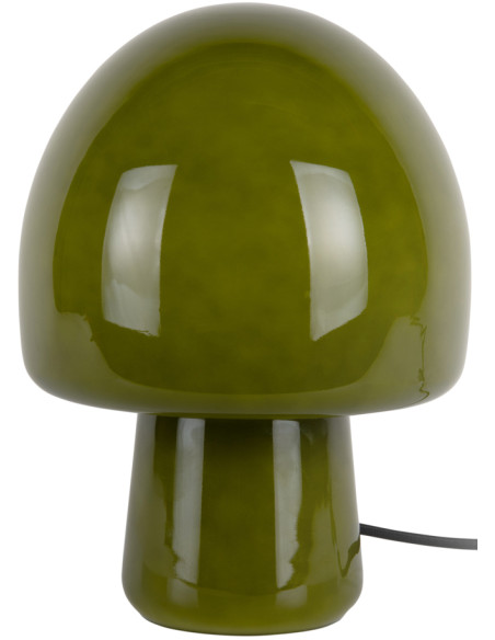 Lampe à poser champignon verre vert olive 27 cm Gozar