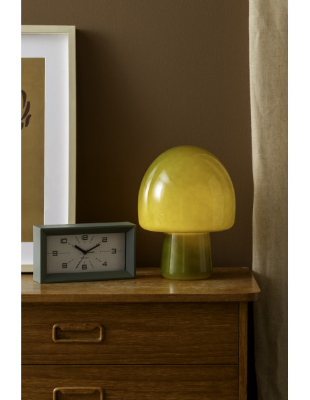 Lampe à poser champignon verre vert olive 27 cm Gozar