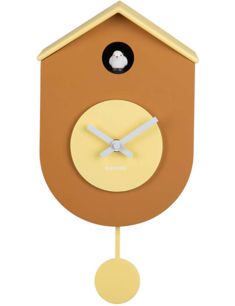 Horloge coucou murale silencieuse jaune 33,2 cm Grato Cuckoo