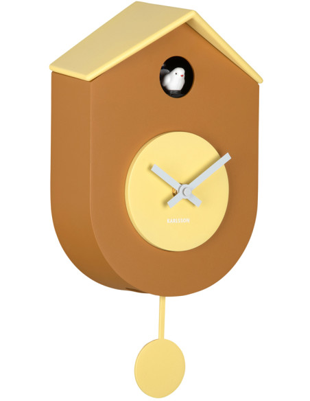 Horloge coucou murale silencieuse jaune 33,2 cm Grato Cuckoo