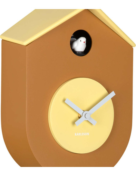 Horloge coucou murale silencieuse jaune 33,2 cm Grato Cuckoo