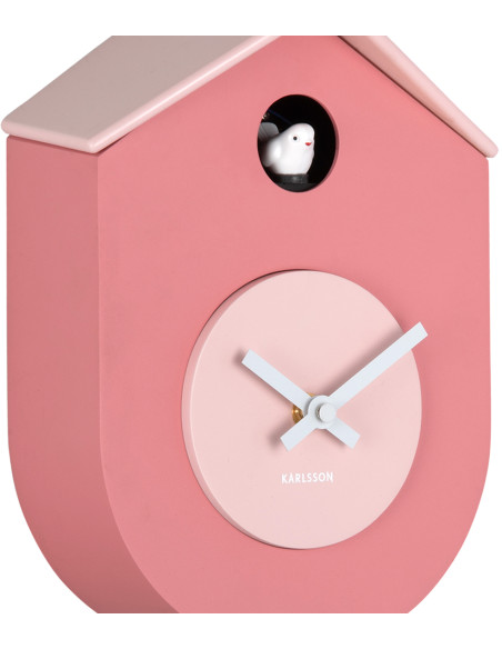Horloge coucou murale silencieuse rose poudré 33,2 cm Grato Cuckoo