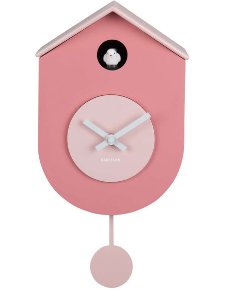 Horloge coucou murale silencieuse rose poudré 33,2 cm Grato Cuckoo