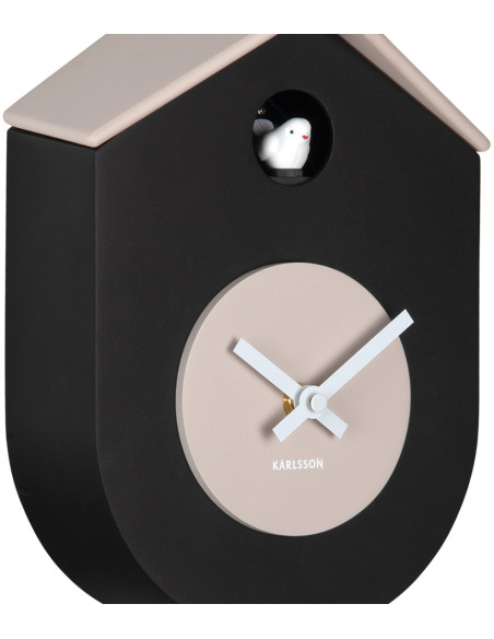 Horloge coucou murale silencieuse noire et grège 33,2 cm Grato Cuckoo