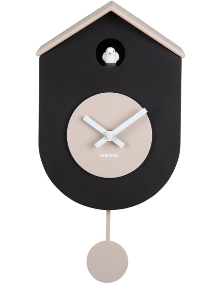 Horloge coucou murale silencieuse noire et grège 33,2 cm Grato Cuckoo