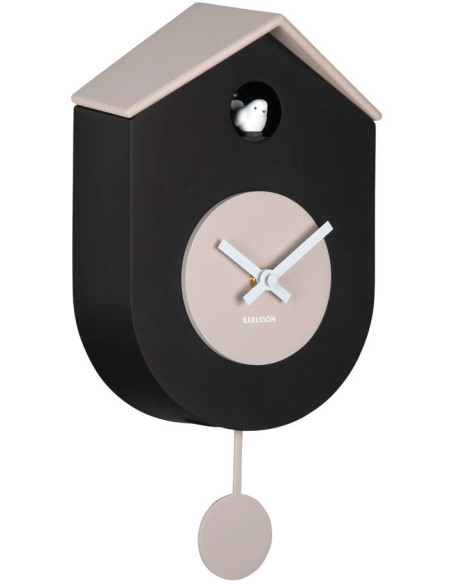 Horloge coucou murale silencieuse noire et grège 33,2 cm Grato Cuckoo