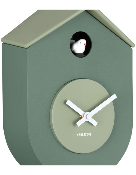 Horloge coucou murale silencieuse vert sauge 33,2 cm Grato Cuckoo