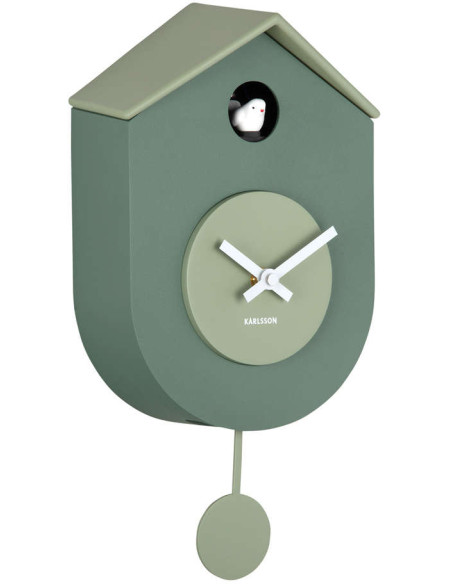 Horloge coucou murale silencieuse vert sauge 33,2 cm Grato Cuckoo