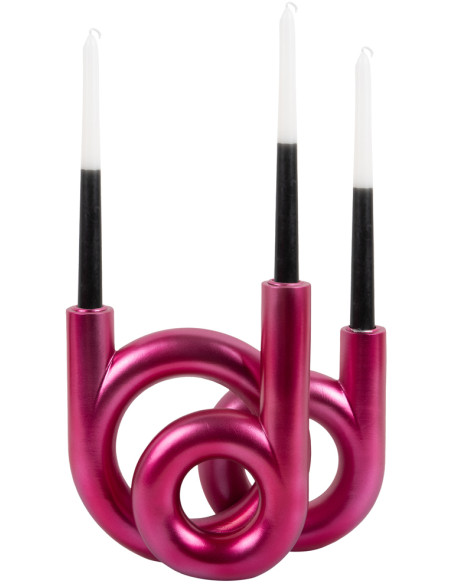 Chandelier design rose fuchsia métallisé 18x12x20 cm Rings