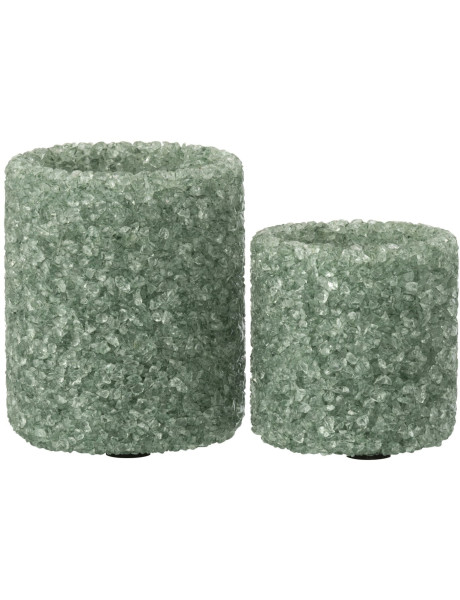 Photophores verre vert profond givré texturé 8 x 8 x 9 cm...