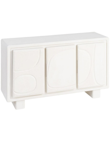 Buffet blanc 3 portes relief MDF 120x38x70 cm Wilma