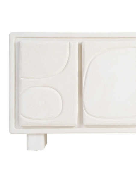 Buffet blanc 3 portes relief MDF 120x38x70 cm Wilma