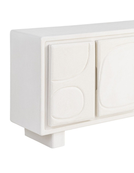 Buffet blanc 3 portes relief MDF 120x38x70 cm Wilma