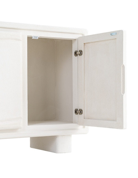 Buffet blanc 3 portes relief MDF 120x38x70 cm Wilma
