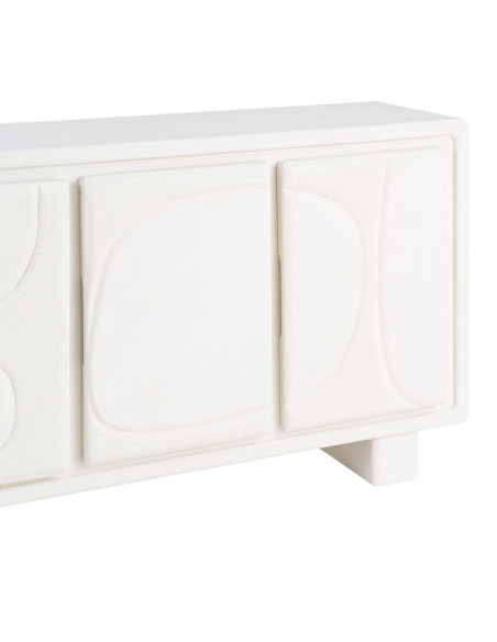 Buffet blanc 3 portes relief MDF 120x38x70 cm Wilma