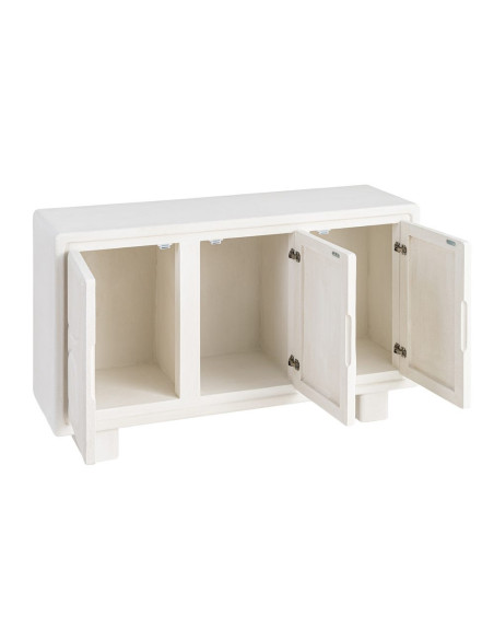 Buffet blanc 3 portes relief MDF 120x38x70 cm Wilma