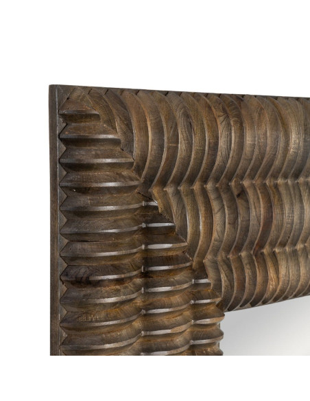 Miroir mural carré bois de manguier sculpté 122x8x122 cm Ribba