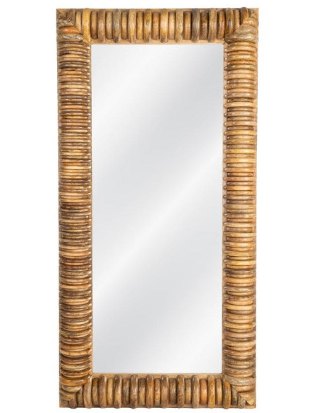 Miroir mural rectangulaire bois de manguier naturel 76,5x9x153,5 cm Canopée
