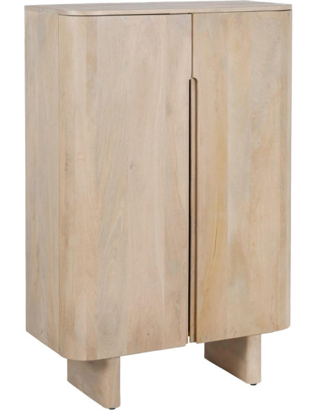 Armoire de rangement bois de manguier blanchi 2 portes 90x40x138 cm Batel