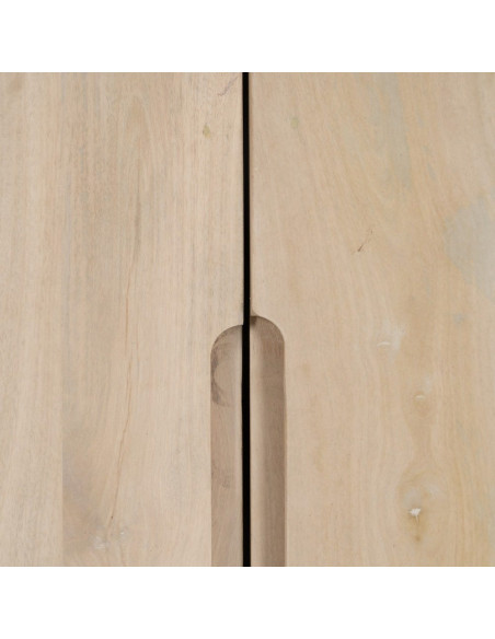 Armoire de rangement bois de manguier blanchi 2 portes 90x40x138 cm Batel