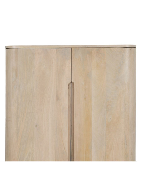Armoire de rangement bois de manguier blanchi 2 portes 90x40x138 cm Batel