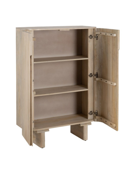 Armoire de rangement bois de manguier blanchi 2 portes 90x40x138 cm Batel