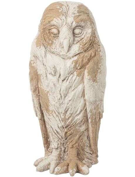Statue hibou jardin magnésium écru beige 24x24x50 cm Mikra