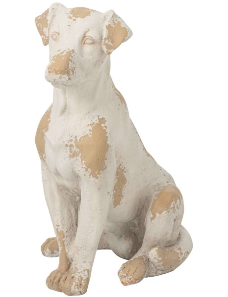 Statue chien jardin magnésium écru beige 40x26x56 cm Mikra