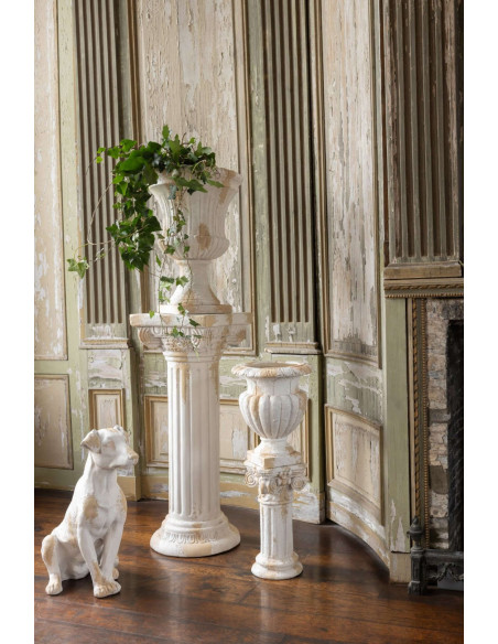 Statue chien jardin magnésium écru beige 40x26x56 cm Mikra