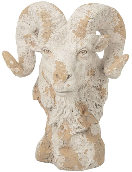 Statue bélier jardin magnésium écru beige 42x36x58 cm Mikra