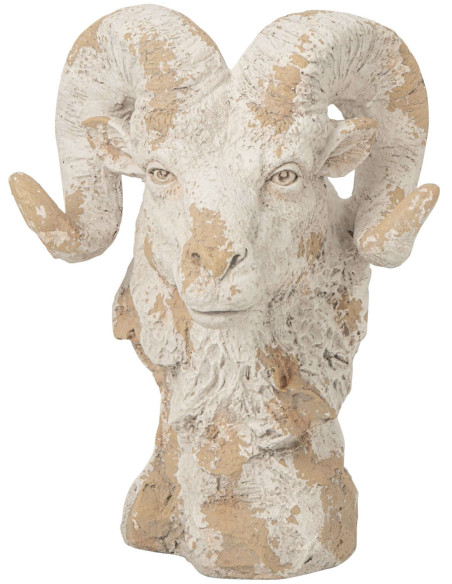 Statue bélier jardin magnésium écru beige 42x36x58 cm Mikra