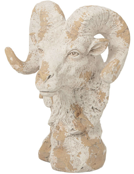 Statue bélier jardin magnésium écru beige 42x36x58 cm Mikra