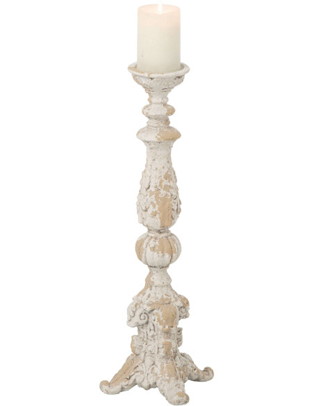 Bougeoir jardin magnésium écru beige 16x16x55 cm Mikra