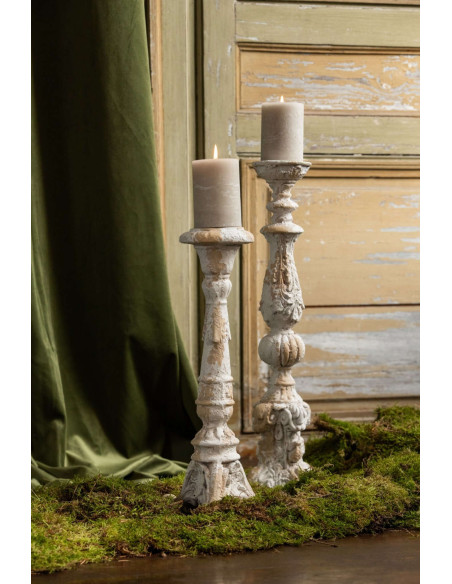 Bougeoir jardin magnésium écru beige 16x16x55 cm Mikra