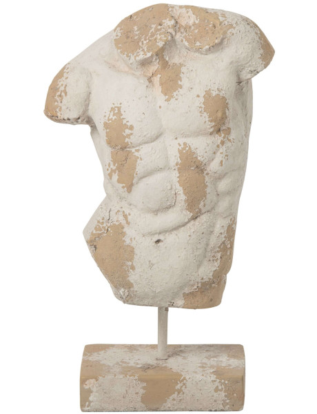 Statue torse homme jardin magnésium écru beige 36x18x67...