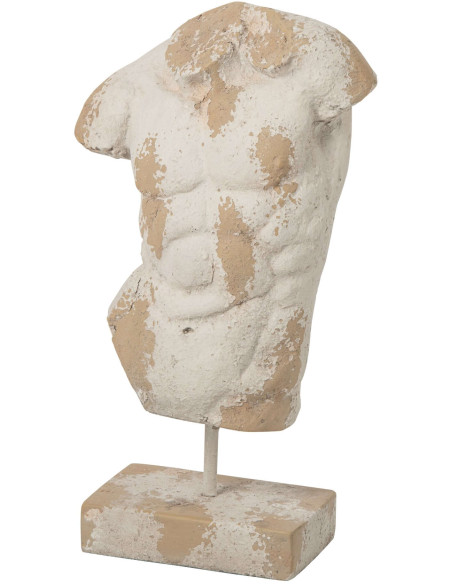 Statue torse homme jardin magnésium écru beige 36x18x67 cm Mikra