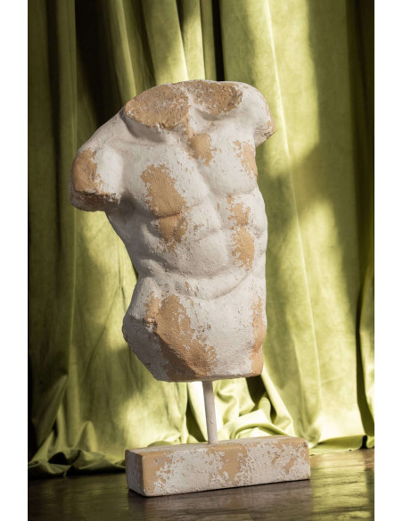 Statue torse homme jardin magnésium écru beige 36x18x67 cm Mikra