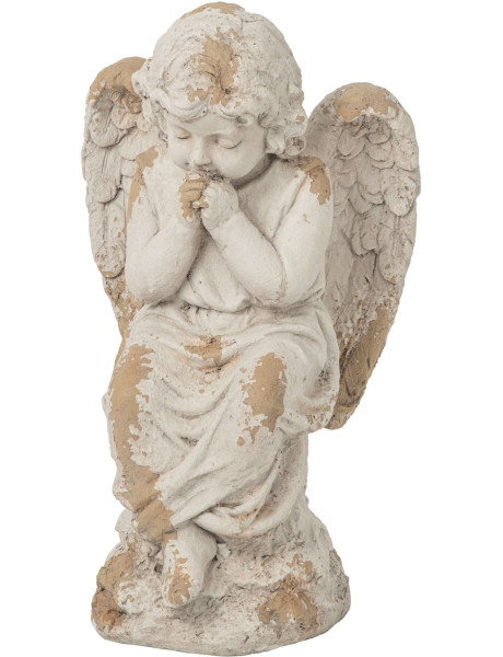 Statue ange assis jardin magnésium écru beige 32x23x56 cm...
