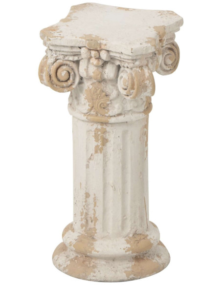Sellette jardin colonne romaine magnésium écru beige 19x19x39,5 cm Mikra