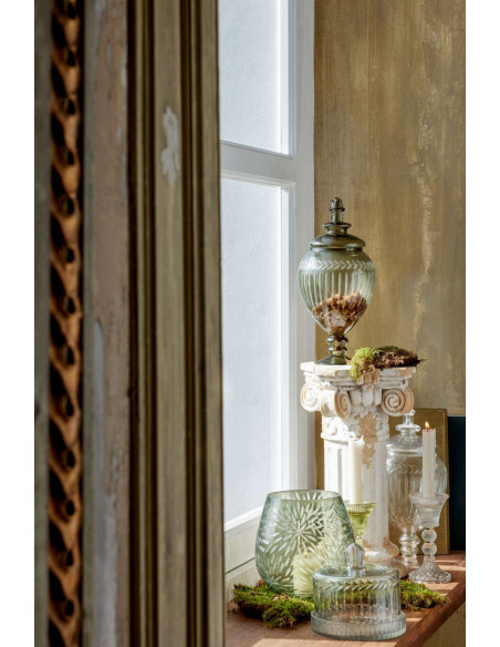 Sellette jardin colonne romaine magnésium écru beige 19x19x39,5 cm Mikra